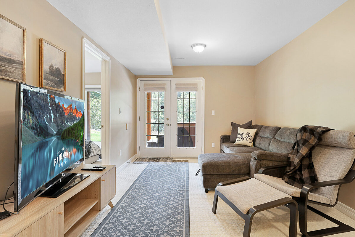 Lower level - TV area with streaming services and queen sofabed