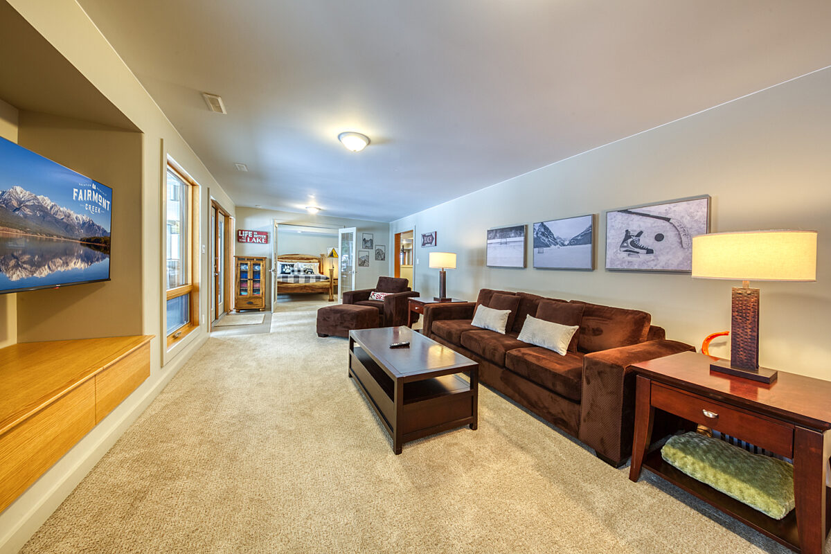 Lower level living room - TV to stream favourite shows and Wii games console, board games and kids toys