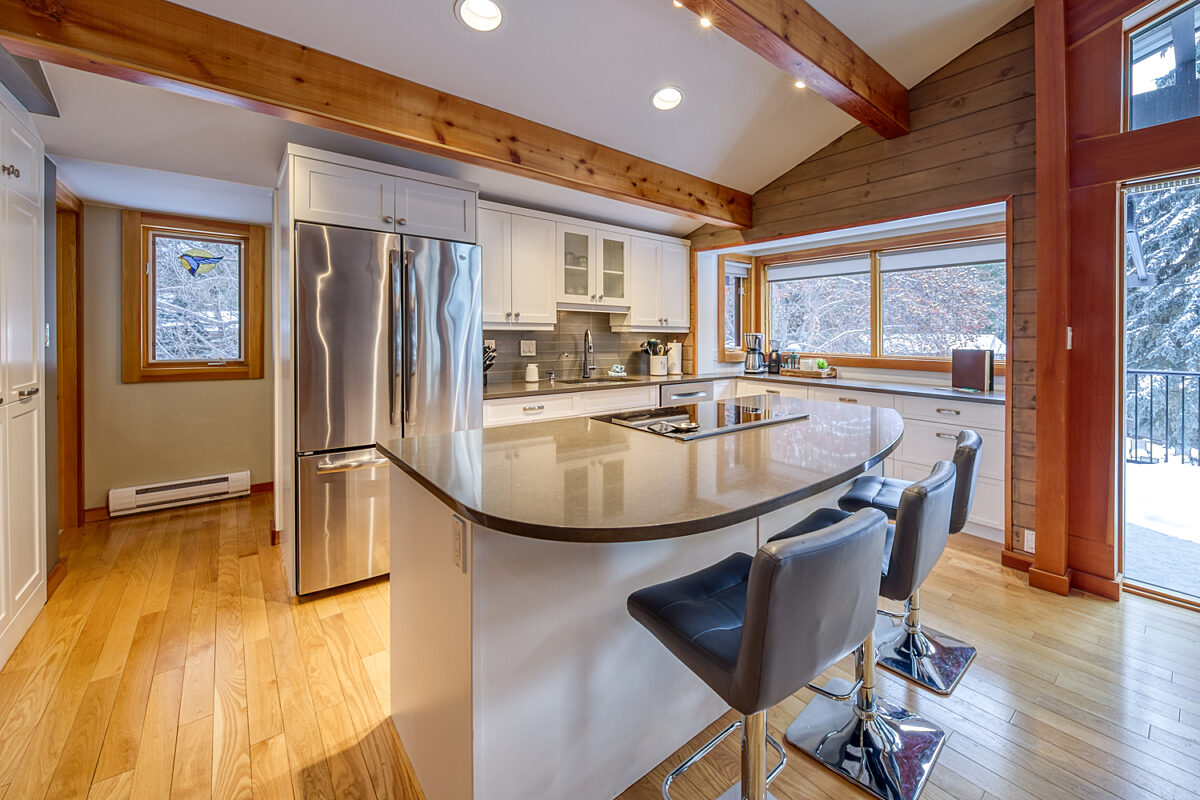 Fully equipped kitchen with beautiful Mountain Ash tree in the back yard