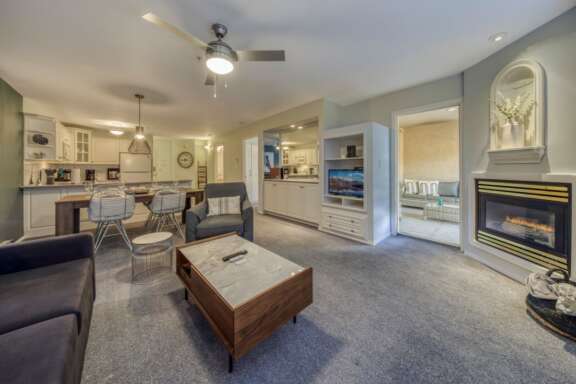 Open plan living, dining and fully-equipped kitchen