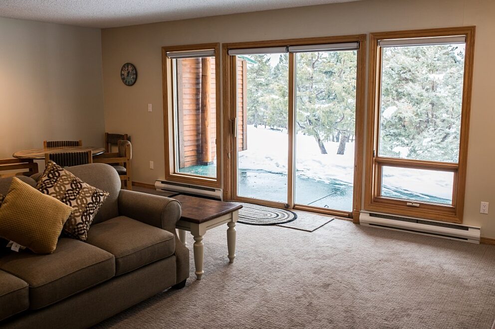 Walk-out patio from living room area.