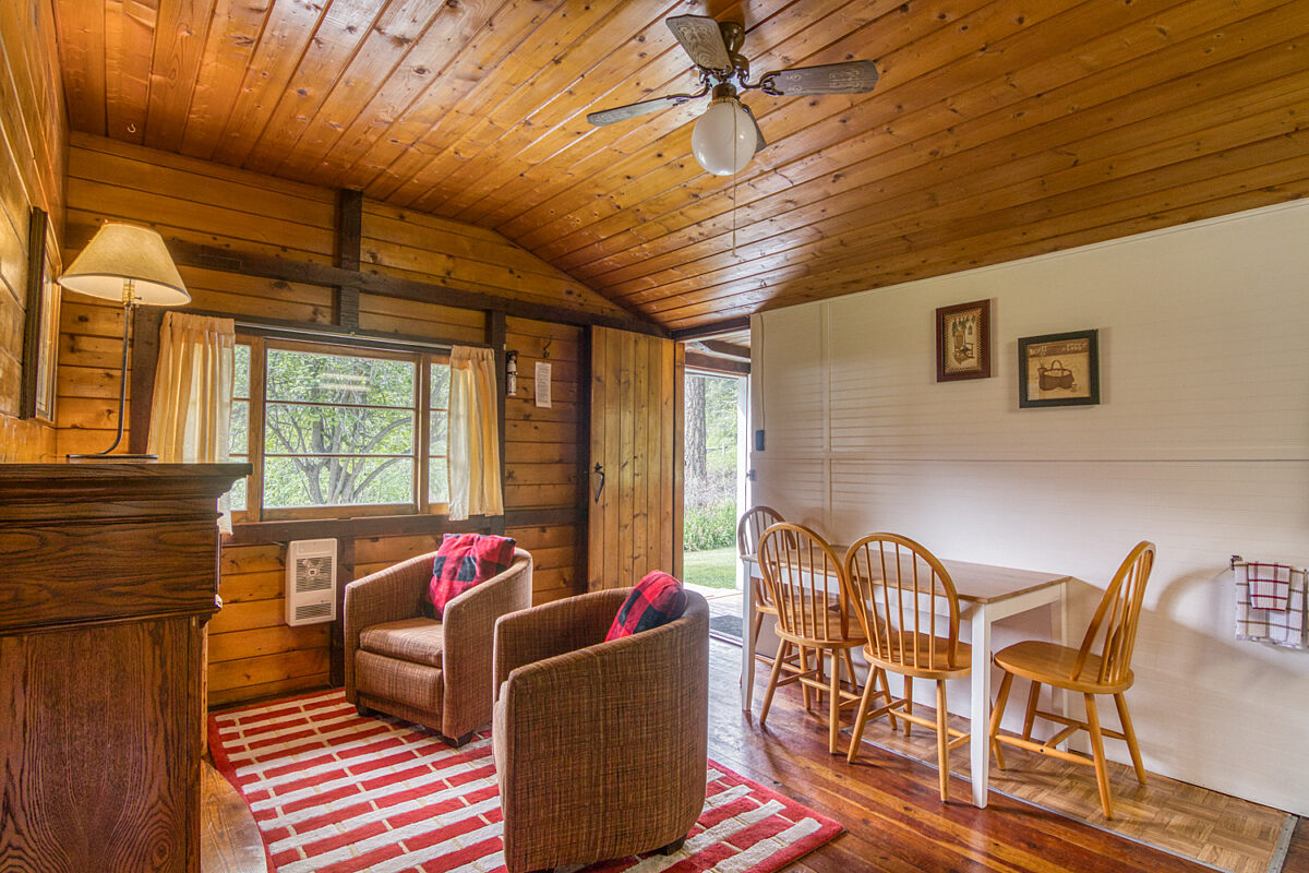 Living and dining room areas in the timbers cabin
