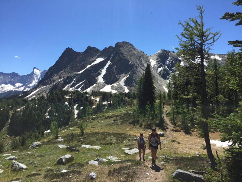 Hiking in the mountains on a summer day