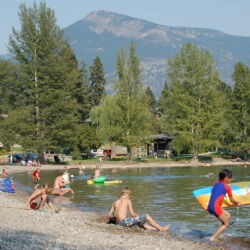 Busy beach on a sunny afternoon