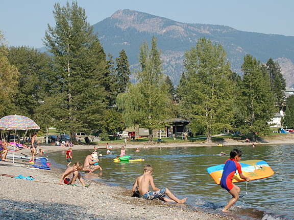 Busy beach on a sunny afternoon